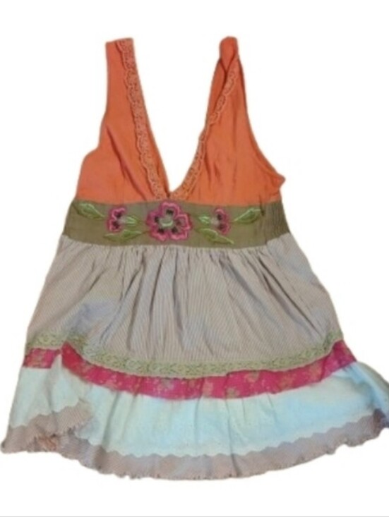 Free People Tops - Free People Y2K Style V Neck Maximalist Sleeveless Tunic Top Sz S